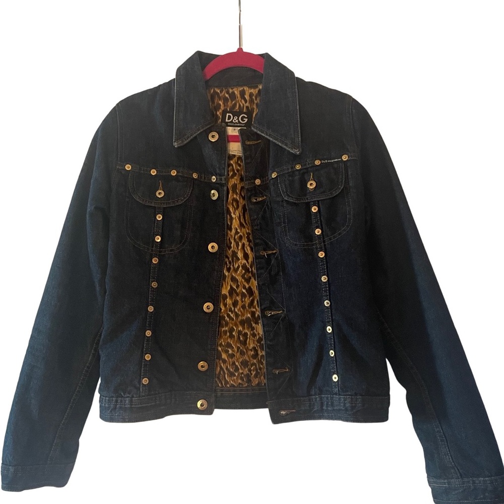 D&G LIKE NEW denim jacket with leopard interior, Small